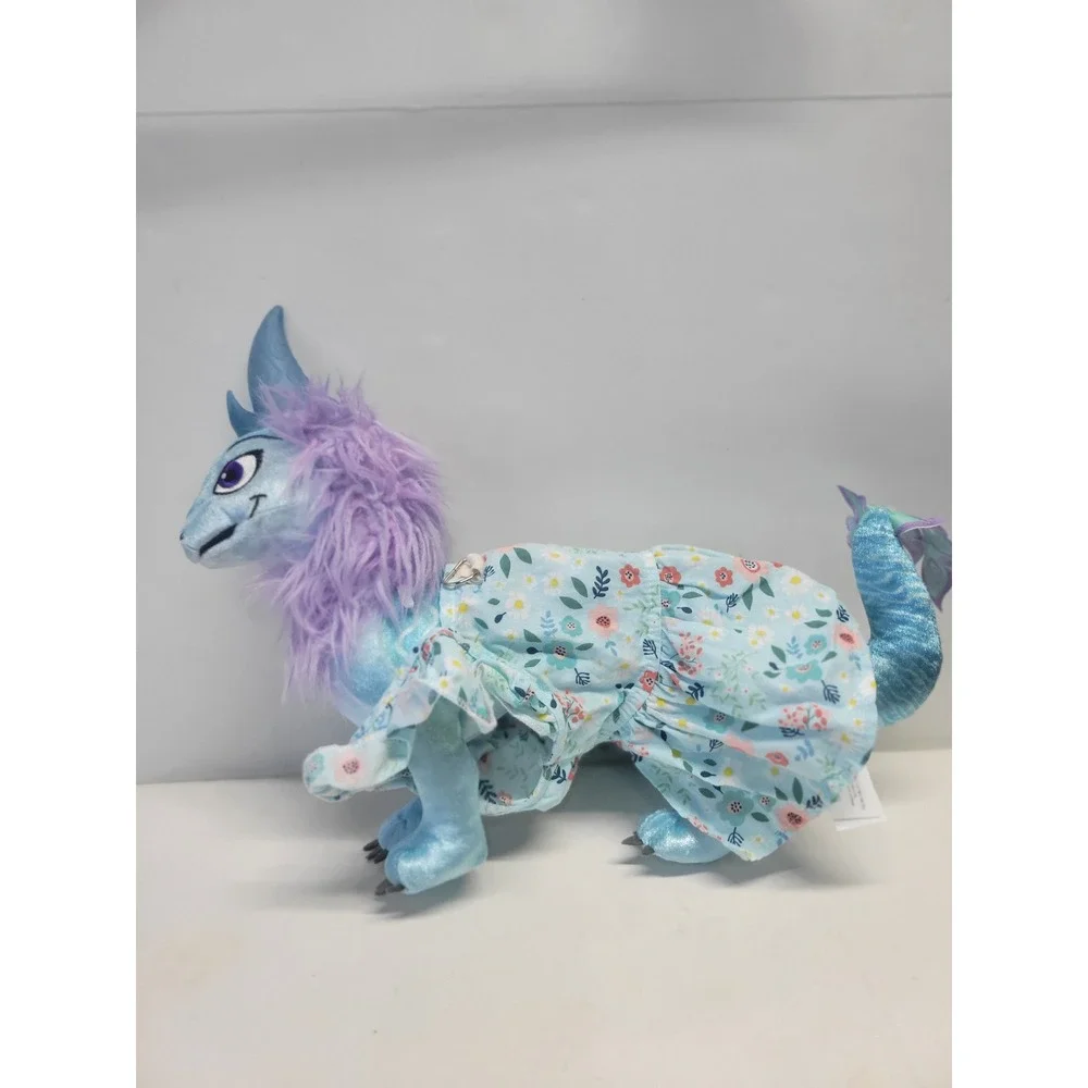 Dog or cat Blue Floral Dress Ruffle Sleeves‎ Skirt Pet apparel Small